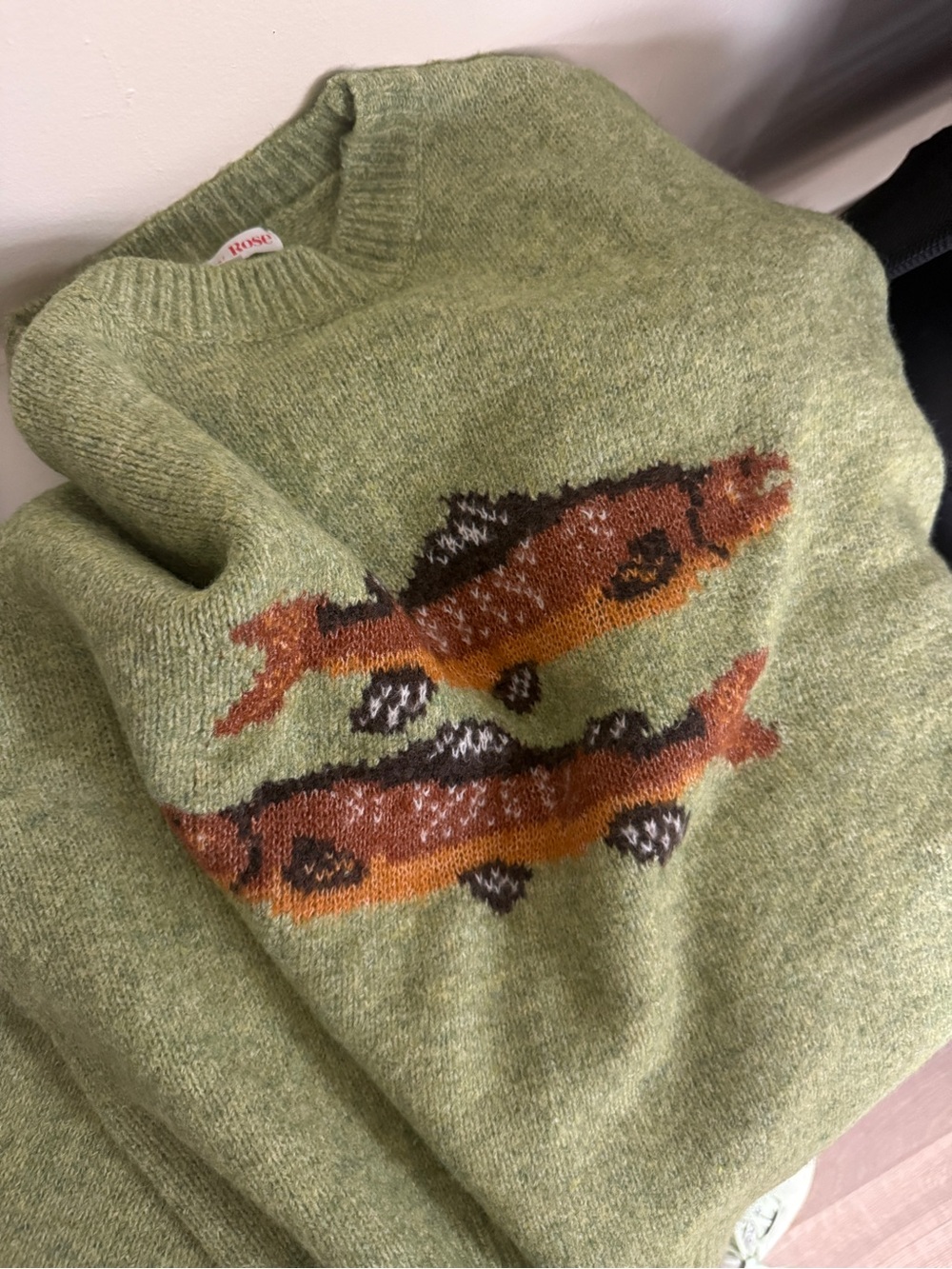 Bailey Rose Cozy Fish Pattern Sweater Basil S - Picture 4 of 4